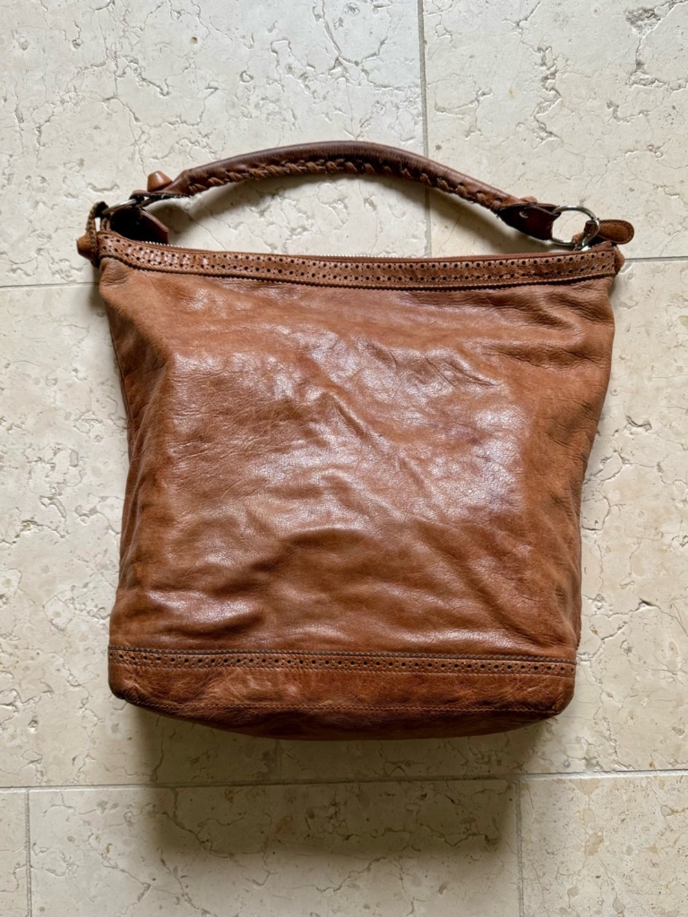 Balenciaga Vintage Motocross Brogue Day Hobo Bag, Brown Leather, FLAWS - Picture 3 of 16
